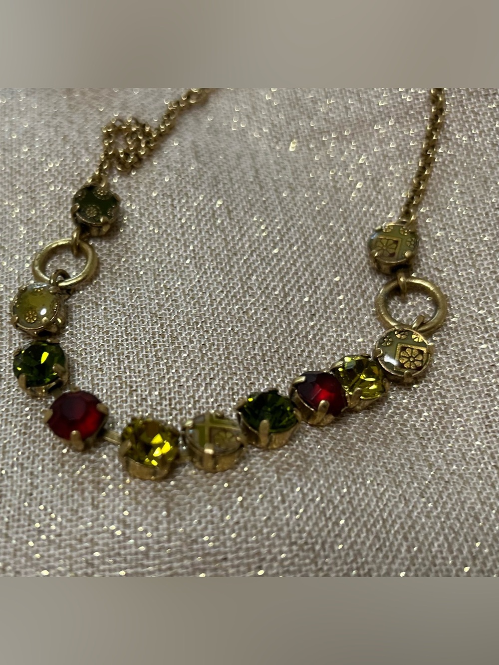 Gold-Tone Multicolor Crystal jewelry set - Red & Green